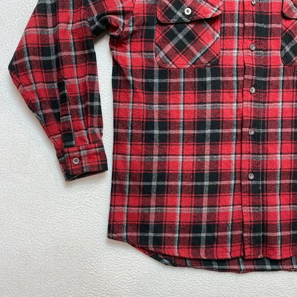 Moose Creek Flannel Shirt Mens Size Large Red Black Long Sleeve Plaid Button Up - Picture 5 of 8